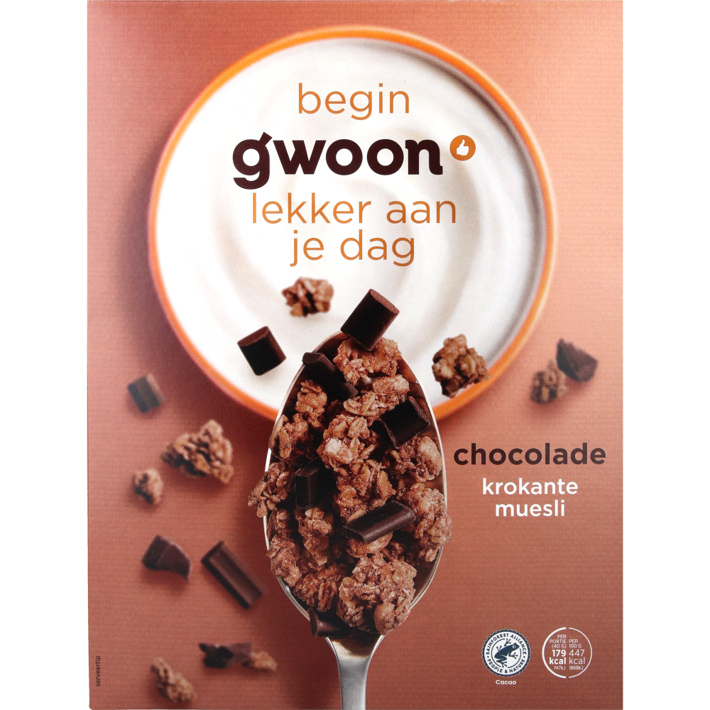 g'woon krokante muesli chocolade g'woon