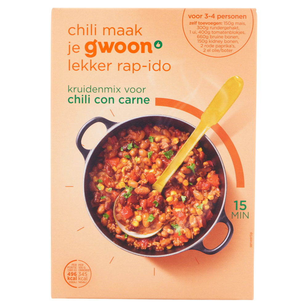 g'woon kruidenmix voor chili con carne g'woon